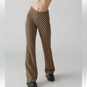 Urban Outfitters Brown Checkered Flare Pants